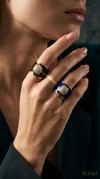 925 Ayar Gümüş Mineli Yüzük | Lacivert ve Bordo Taşlı Tasarım | Luna Fine Silver