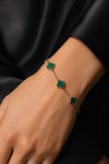 Emerald Clover 925 Ayar Gümüş Bileklik – Altın Kaplama