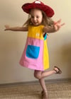 Happy Colours Blok Renkli Pembe Elbise