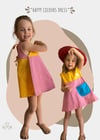 Happy Colours Blok Renkli Pembe Elbise