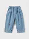 LACIEL Kız Çocuk Kalp Aplikeli Sweatshirt ve Çilek Nakışlı Denim Pantolon