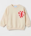 LACIEL Kız Çocuk Kalp Aplikeli Sweatshirt ve Çilek Nakışlı Denim Pantolon
