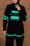 TAŞLI YAZILI SWEATSHIRT