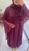 Şallı Elbise - Bordo
