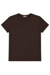 1003 Kadın Pamuklu Slim Fit Bisiklet Yaka Yumuşak Dokulu Basic T-Shirt Kahverengi