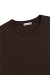 1003 Kadın Pamuklu Slim Fit Bisiklet Yaka Yumuşak Dokulu Basic T-Shirt Kahverengi