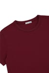 1003 Kadın Pamuklu Slim Fit Bisiklet Yaka Yumuşak Dokulu Basic T-Shirt Bordo