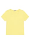 1003 Kadın Pamuklu Slim Fit Bisiklet Yaka Yumuşak Dokulu Basic T-Shirt Tereyağı Sarısı