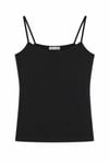 1007 Kadın Pamuklu Slim Fit İnce Askılı Yumuşak Dokulu Basic Atlet Body Siyah