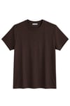 1009 Kadın Pamuklu Regular Fit Bisiklet Yaka Yumuşak Dokulu Kısa Kollu Basic T-Shirt Kahverengi