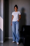 1009 Kadın Pamuklu Regular Fit Bisiklet Yaka Yumuşak Dokulu Kısa Kollu Basic T-Shirt Beyaz