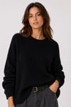 1039 Kadın Salaş Yumuşak Dokulu Oversize Basic Triko Kazak Siyah