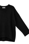 1039 Kadın Salaş Yumuşak Dokulu Oversize Basic Triko Kazak Siyah