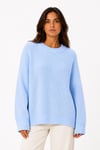 1039 Kadın Salaş Yumuşak Dokulu Oversize Basic Triko Kazak Bebe Mavi