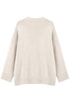 1039 Kadın Salaş Yumuşak Dokulu Oversize Basic Triko Kazak Bej