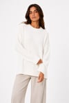 1039 Kadın Salaş Yumuşak Dokulu Oversize Basic Triko Kazak Beyaz