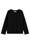 1039 Kadın Salaş Yumuşak Dokulu Oversize Basic Triko Kazak Siyah