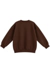1046 Kadın V Yaka New York Baskılı 3 İplik Pamuklu Sweatshirt Kahverengi