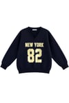 1046 Kadın V Yaka New York Baskılı 3 İplik Pamuklu Sweatshirt Lacivert