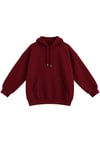 1047 Kadın Kapüşonlu Kanguru Cepli 3 İplik Pamuklu Sweatshirt Bordo