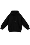 1047 Kadın Kapüşonlu Kanguru Cepli 3 İplik Pamuklu Sweatshirt Siyah