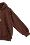 1047 Kadın Kapüşonlu Kanguru Cepli 3 İplik Pamuklu Sweatshirt Kahverengi