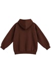 1047 Kadın Kapüşonlu Kanguru Cepli 3 İplik Pamuklu Sweatshirt Kahverengi
