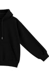 1047 Kadın Kapüşonlu Kanguru Cepli 3 İplik Pamuklu Sweatshirt Siyah
