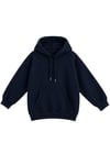 1047 Kadın Kapüşonlu Kanguru Cepli 3 İplik Pamuklu Sweatshirt Lacivert