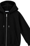 1048 Kadın Fermuarlı Kapüşonlu Kanguru Cepli 3 İplik Pamuklu Sweatshirt Siyah