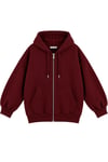 1048 Kadın Fermuarlı Kapüşonlu Kanguru Cepli 3 İplik Pamuklu Sweatshirt Bordo