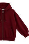 1048 Kadın Fermuarlı Kapüşonlu Kanguru Cepli 3 İplik Pamuklu Sweatshirt Bordo