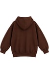 1048 Kadın Fermuarlı Kapüşonlu Kanguru Cepli 3 İplik Pamuklu Sweatshirt Kahverengi