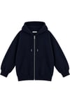 1048 Kadın Fermuarlı Kapüşonlu Kanguru Cepli 3 İplik Pamuklu Sweatshirt Lacivert