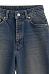 1053 Kadın Yüksek Bel Tint Yıkamalı Straight Fit Düz Paça Jean Pantolon Mavi