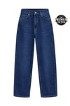 1054 Kadın Yüksek Bel Straight Fit Düz Paça Jean Pantolon Mavi
