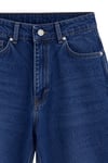 1054 Kadın Yüksek Bel Straight Fit Düz Paça Jean Pantolon Mavi