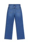 1055 Kadın Yüksek Bel Kar Yıkamalı Wide Leg Geniş Paça Jean Pantolon Koyu Mavi
