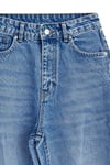 1055 Kadın Yüksek Bel Kar Yıkamalı Wide Leg Geniş Paça Jean Pantolon Mavi
