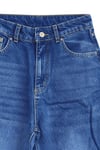 1055 Kadın Yüksek Bel Kar Yıkamalı Wide Leg Geniş Paça Jean Pantolon Koyu Mavi