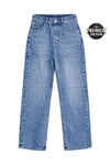 1055 Kadın Yüksek Bel Kar Yıkamalı Wide Leg Geniş Paça Jean Pantolon Mavi