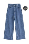 1057 Kadın Yüksek Bel Pis Geniş Paça Wide Leg Jean Pantolon Mavi
