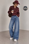 1058 Kadın Yüksek Bel Baggy Fit Jean Pantolon Mavi