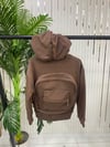 Kendinden Çantalı Unisex Çocuk Hırka- Kahverengi