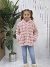 Kız Çocuk Kapüşonlu Peluş Kürk Ceket- Pembe