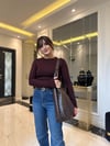 Bordo %100 Pamuklu Crop Body