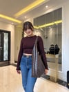 Bordo %100 Pamuklu Crop Body