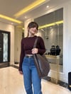 Bordo %100 Pamuklu Crop Body
