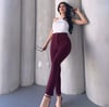 Dar Paça Likralı Bordo Krep Pantolon