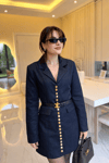 Denim Gold Düğmeli Elbise
